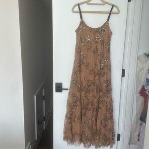 NWT Anthropologie Sequined Tulle Slip Maxi Dress